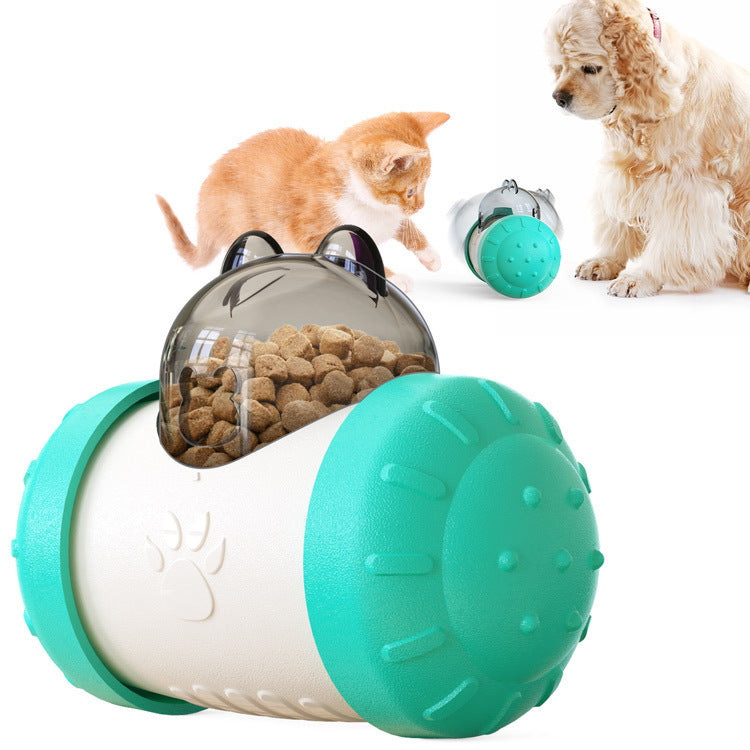 Interactive Treat-Dispensing Cat Ball — blue treat-dispensing ball with cats