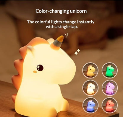 Halloween Pumpkin Silicone Night Light — color-changing unicorn silicone night light with tap control showing six color options