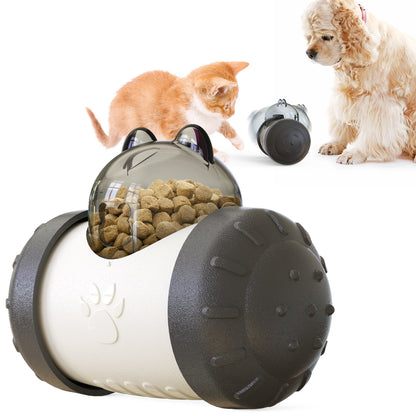 Interactive Treat-Dispensing Cat Ball — black treat-dispensing ball with cats