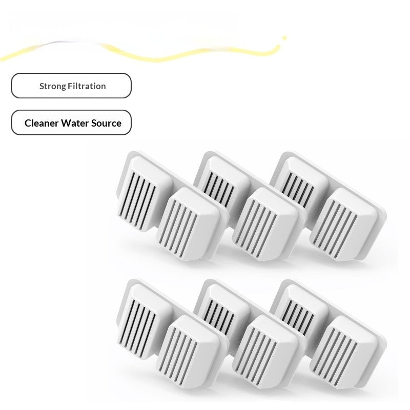 Automatic Stainless Steel Cat Water Fountain — six white replacement filter cartridges for strong filtration and cleaner water source