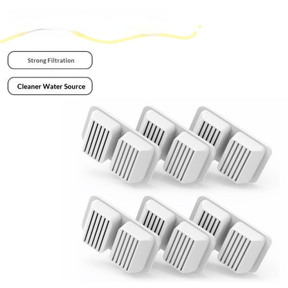 Automatic Stainless Steel Cat Water Fountain — six white replacement filter cartridges for strong filtration and cleaner water source