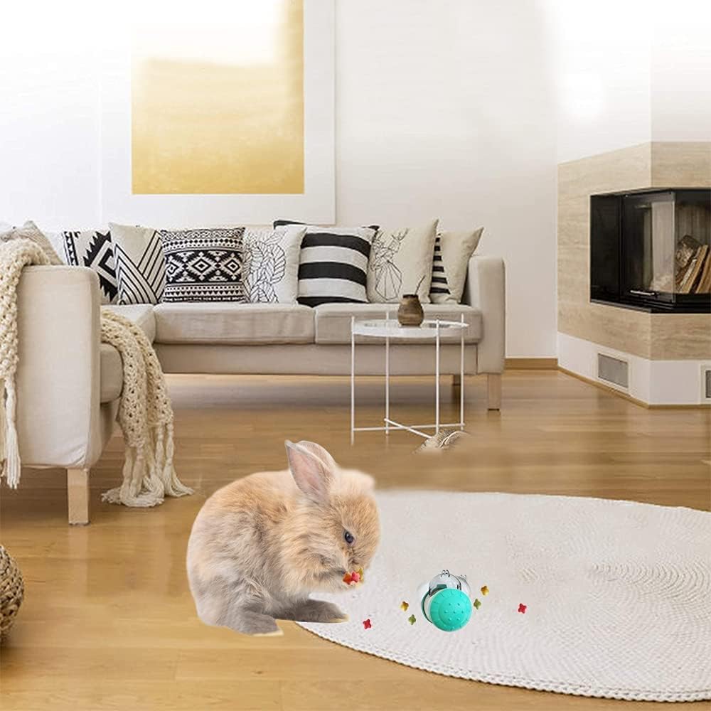 Interactive Treat-Dispensing Cat Ball — cat playing with the ball in a living room