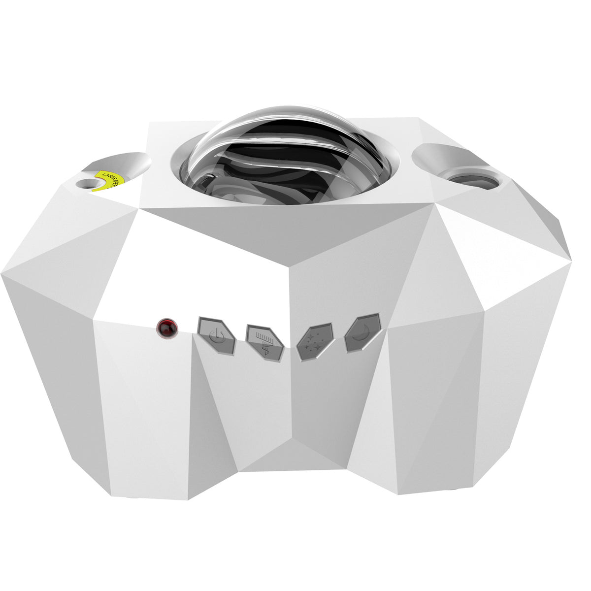 Aurora Borealis Star Projector — Northern Lights Night Light — close-up of the faceted black projector dome