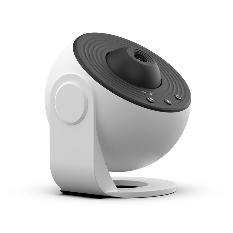 Galaxy Star Projector Light — white spherical projector with black top and control buttons on a white background