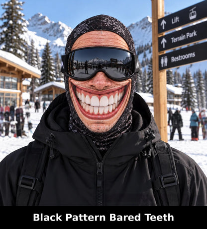 Realistic Winter Ski Mask — Black Pattern Bared Teeth design