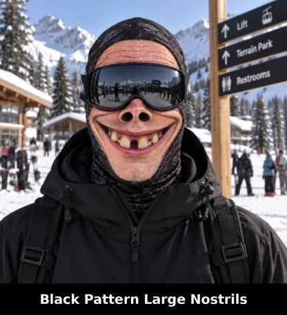Realistic Winter Ski Mask — Black Pattern Large Nostrils design