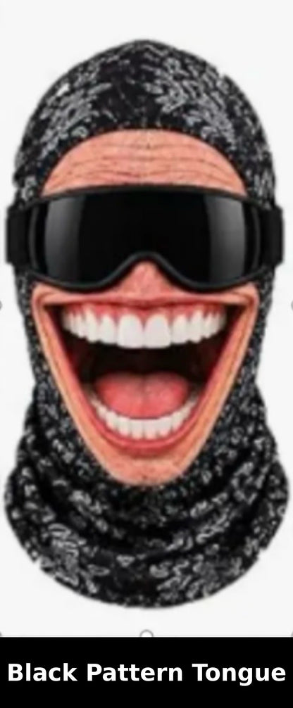 Realistic Winter Ski Mask — Black Pattern Tongue design