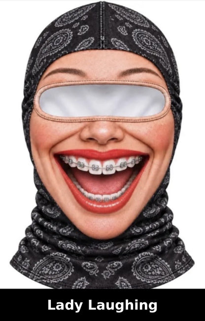 Realistic Winter Ski Mask — Lady Laughing design