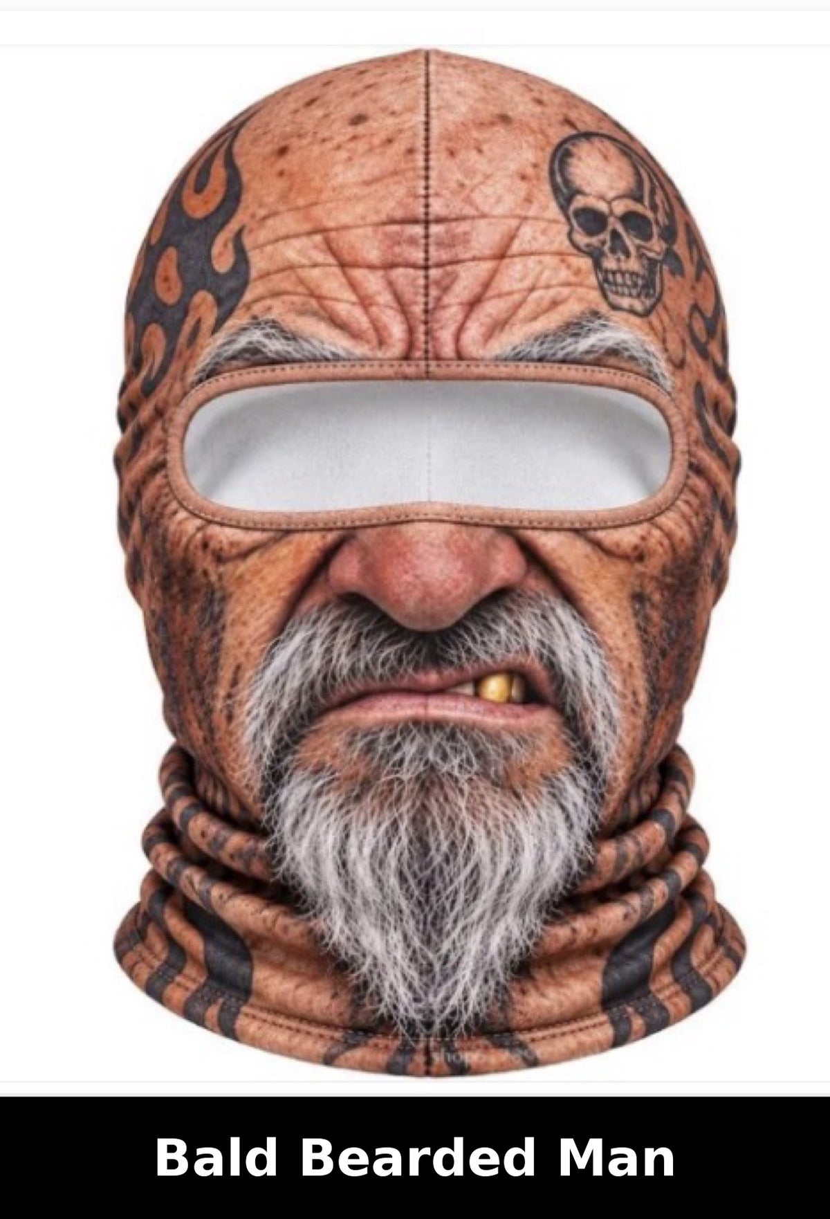 Realistic Winter Ski Mask — Bald Bearded Man design