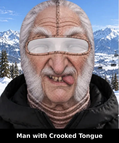 Realistic Winter Ski Mask — Man with Crooked Tongue design