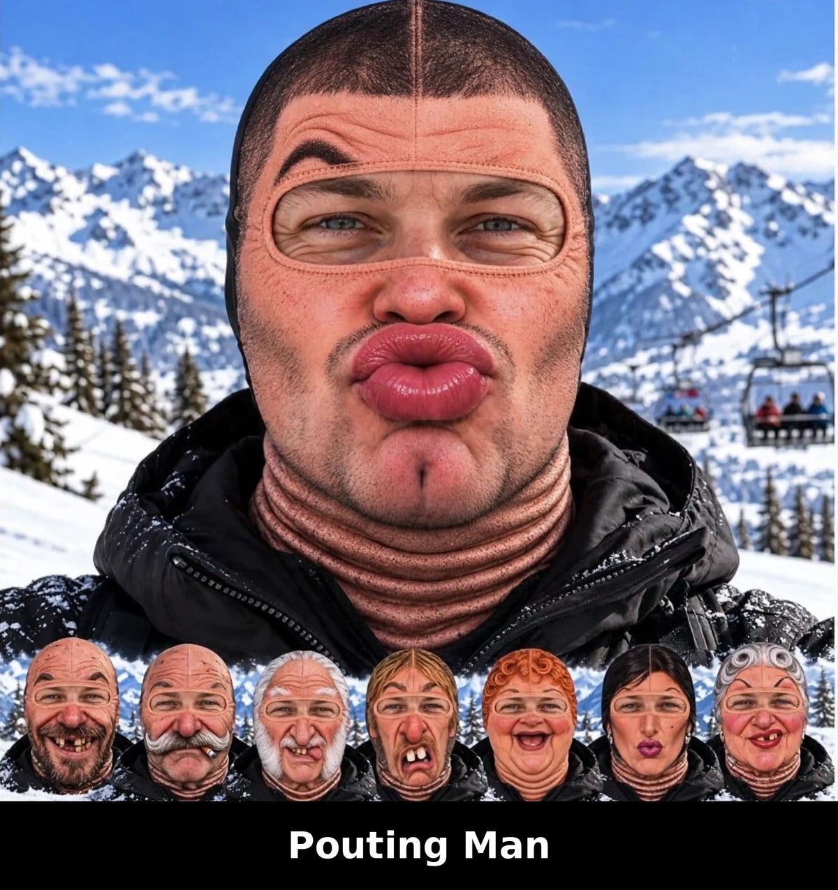 Realistic Winter Ski Mask — Pouting Man design