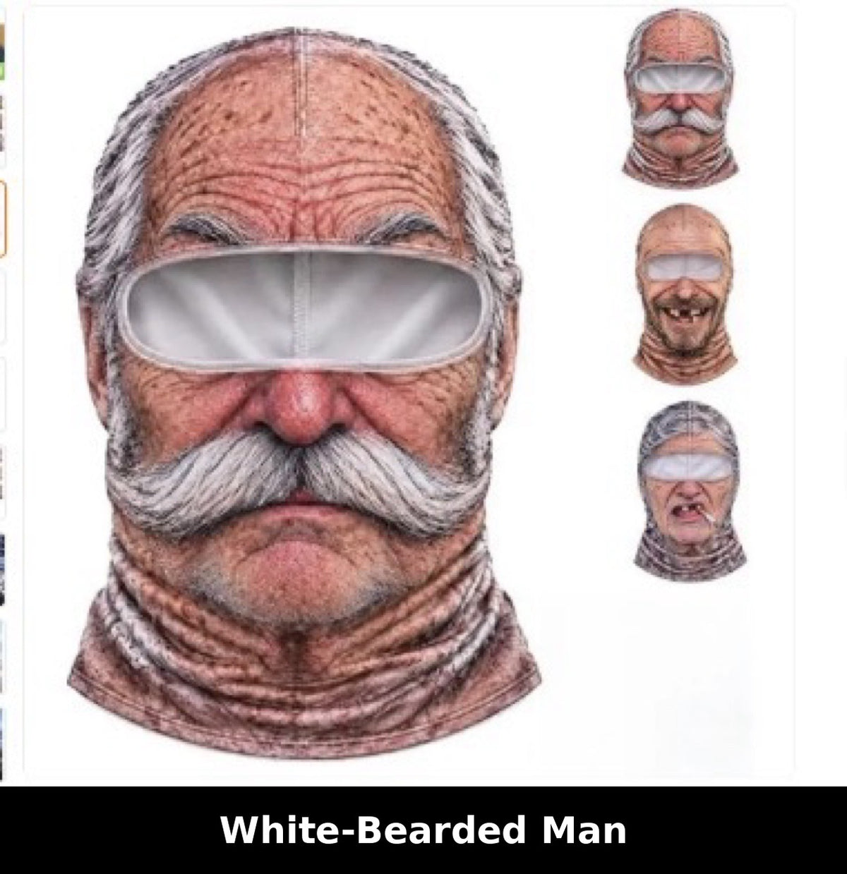 Realistic Winter Ski Mask — White-Bearded Man design